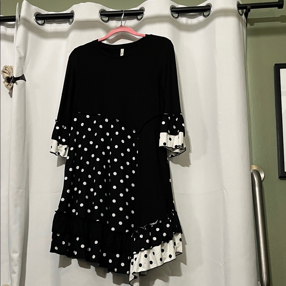 Celeste Black and White Polka Dot Tunic